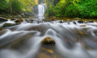 Looking Glass Falls on Looking Glass Creek in Pisgah National Forest, North Carolina.